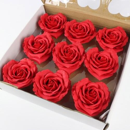 9pcs Diameter 10cm Soap Heart Shape Rose Scented Bath Body Petal Rose Flower Soap Case Wedding Decoration Gift Festival Box