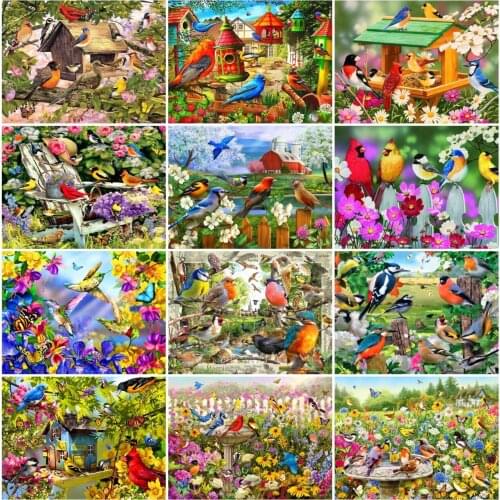 AZQSD Diamond Painting Bird Flower Cross Stitch Kits Diamond Embroidery Animal Mosaic Rhinestones Handmade Home Decoration Gift