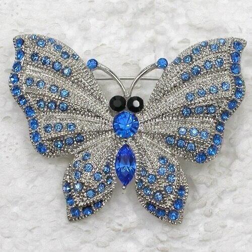 Butterfly Brooch Blue Rhinestone Pin brooches C798 B