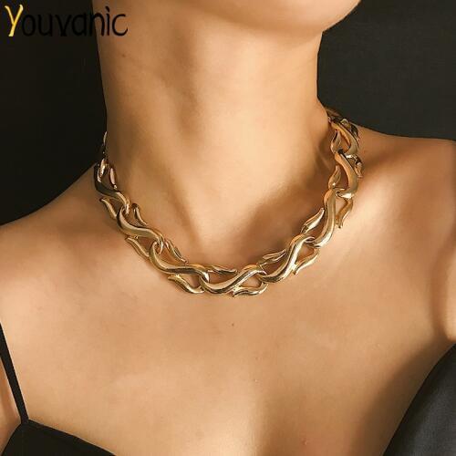 Youvanic Exaggerated Clavicle Thick Cuban Chain Choker For Women Punk Chunky Necklace Collar Chocker Club Statement Jewelry 2344