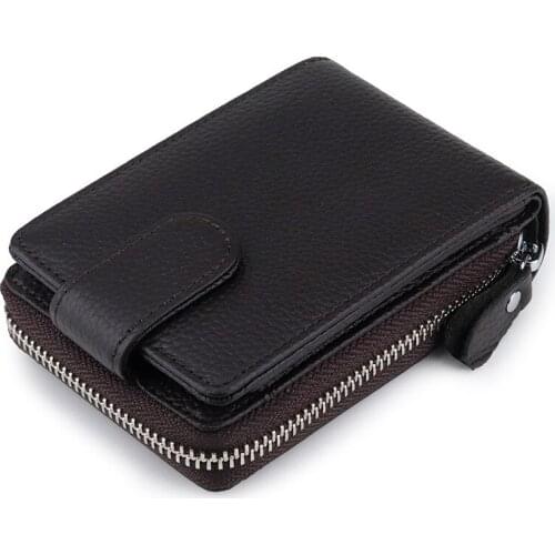 Business mens wallet leather credit card holder Multifunction mini Minimalist Organizer women Cowhide Travel Zipper Card Bag