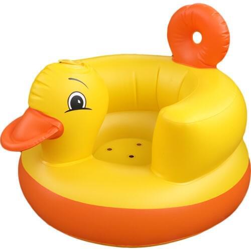 Baby Boys Girls Kids Inflatable Bathroom Sofa Armchair Seat Learn Portable Multifunctional Round Bottom Yellow Duck Infant Sofa