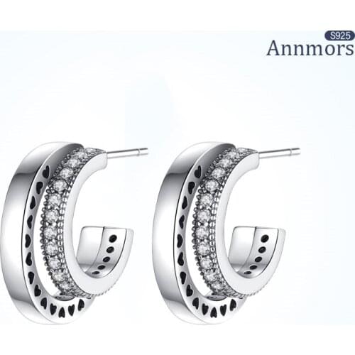 Double Layer Hollow Hearts Hoop Earrings Luxury Cubic Zirconia Classic Vintage for Women Engagement Gift Infinite Love Earrings