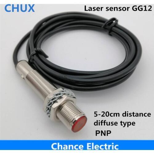 1pcs M12 Laser sensor /6-36V visible diffuse infrared sensor switch PNP photoelectric switch Adjustable 10-20cm