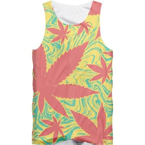 IFPD EU Size Funny Maple Leaf 3d Weed Printed Tank Tops Men Sleeveless Shirt Fitness Bodybuilding Undershirt Vest Harajuku 6XL