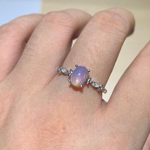 Natural Opal Ring 925 Sterling Silver Jewelry Engagement Wedding Rings For Gift