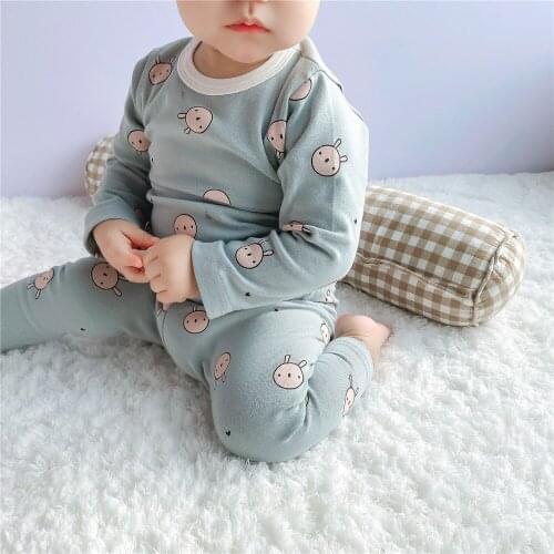 Infant Clothes Sets Two-piece Printed Baby Bunny Suit Home Casual Newborn Bottoming Outfits New Boys Girls Spring Casual Suit