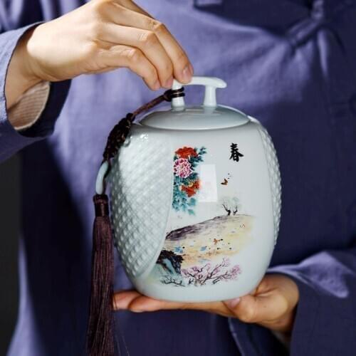 Tea Bag Storage Box Ceramic Jar Container Tea Coffee Sugar Storage Jars Accessories Tea Canister Organizador Te Tea Container