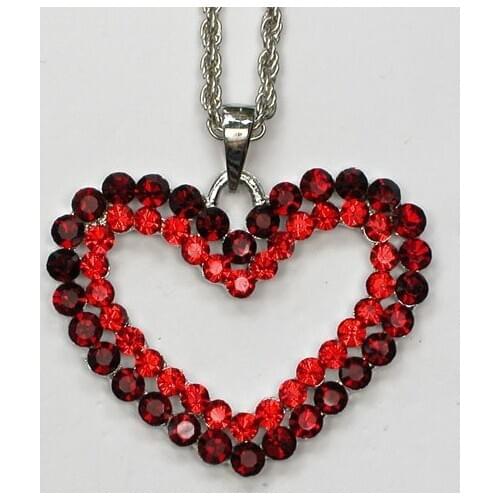 Red Rhinestone Heart Fashion Pendant Necklaces Chain Jewelry F400