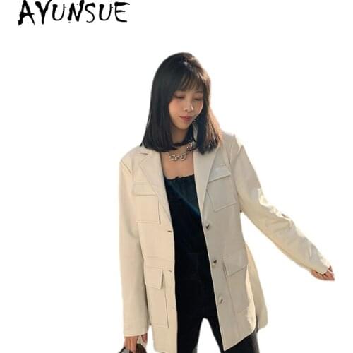 AYUNSUE Real Leather Jackets for Woman White Genuine Sheepskin Coats Famale New Long High Quanlity Chaquetas Cuero Mujer SQQ12