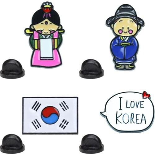 Small South Korean flag metal dripping brooch lapel bag decoration badge DIY cartoon character pinned on clothes
