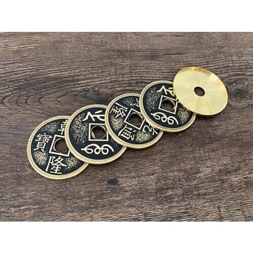 Chinese Palace Coin Set (4 Coins 1 Shell, Morgan Size, Brass) by Oliver Magic Close up Magic Tricks Magic Props Magician Gimmick