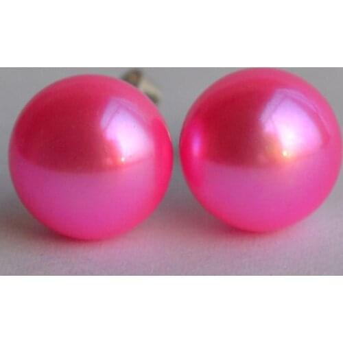 New Arrival Favorite Pearl Jewelry 8-8.5mm Baby Pink Color Genuine Freshwater Pearl Silver Stud Earrings Fine Jewelry Lady Gift