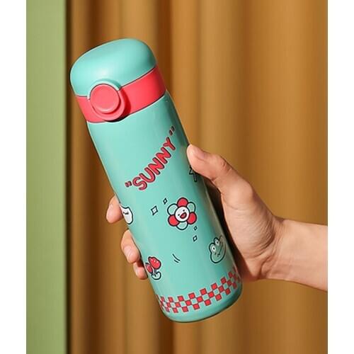 New Thermos Bottle 304 Stainless Steel Insulated Cute Tumbler Children Water Bottle with Straw Eco Friendly Vacuum Flask 420ml