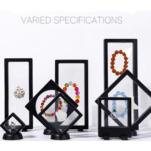 3D Floating Picture Frame Shadow Box Jewelry Display Stand Ring Pendant Holder Protect Jewellery Stone Presentation Case