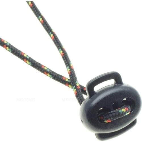 50pcs/pack 2 Holes&Webbing Hole Cord Lock Stopper Plastic Toggle Clip Black Size:19mm*19mm*6mm