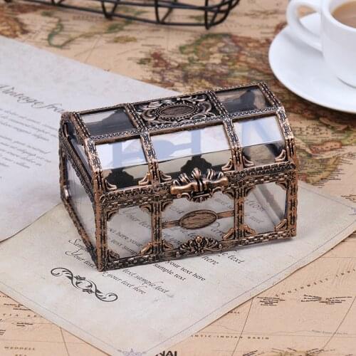 1pc Plastic Transparent Pirate Treasure Box Crystal Gem Jewelry Box Storage Organizer Chest Box Treasure For Jewelry NEW