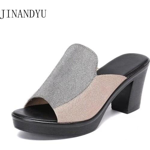 Size 42 High Heels Platform Shoes Women Slippers Sandali Platorm Casuales Block Heels Shoes Women Slippers Femme Sandales Ete