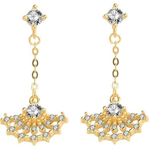 S925 Sterling Silver Micro-inlaid Zircon Skirt Earrings Womens Long Tassel Engagement Wedding Jewelry