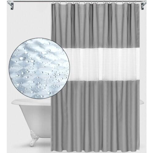 Gray Solid Color Bathroom Curtains Waterproof Shower Curtain Thickened Semi-transparent Bathtub Screen Partition Home Decor