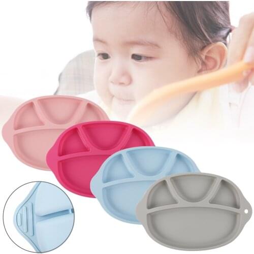 Baby Safe Silicone Dining Plate Solid Cute Cartoon Children Dishes Training Tableware Kids Feeding Bowls for Kids Reusable Kids