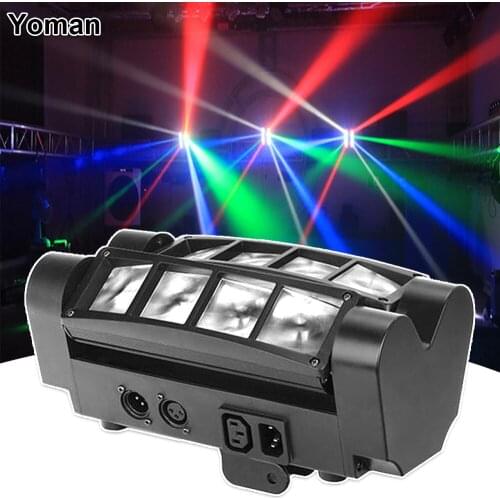 LED Moving Head Light 80W RGBW 4in1 DMX512 Control Mini Spider Stage Effect Lighting Beam Rotatable Lamp Disco DJ Party Show