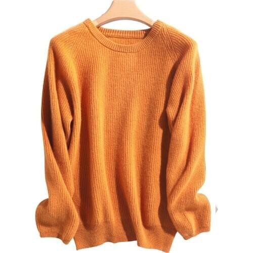 Cashmere Sweater Women Pullover O-Neck Autumn Winter Long Sleeve Loose knitted Soft Merino Wool Female Sweater Women Jumper