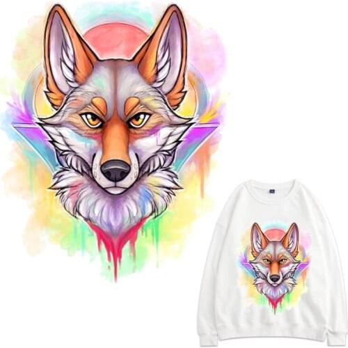 Cartoon Wolf Patches Thermal Stickers on Clothes Fabric Iron-on Transfers for Clothing Thermoadhesive Vinyl Patch Diy Applique