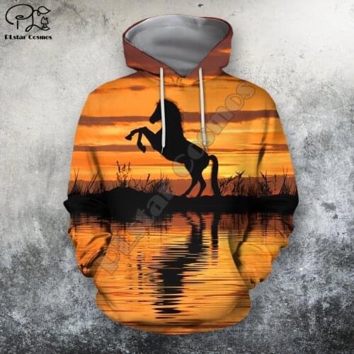 PLstar Cosmos Beautiful Colorful Horse 3D Printed Hoodies Sweatshirts Zip Hooded For Men And Women Casual Streetwear Style-D1