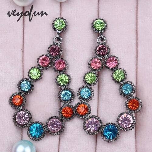 Veyofun Classic Hollow Rhinestone Drop Earrings Elegant Party Dangle Earrings for Women Fashion Jewelry Gift Wholesale