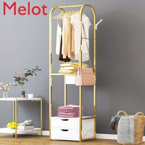 High-End Simple Luxury Coat Rack Floor Bedroom Hanger Storage Rack Household Clothes Shelf with Drawer