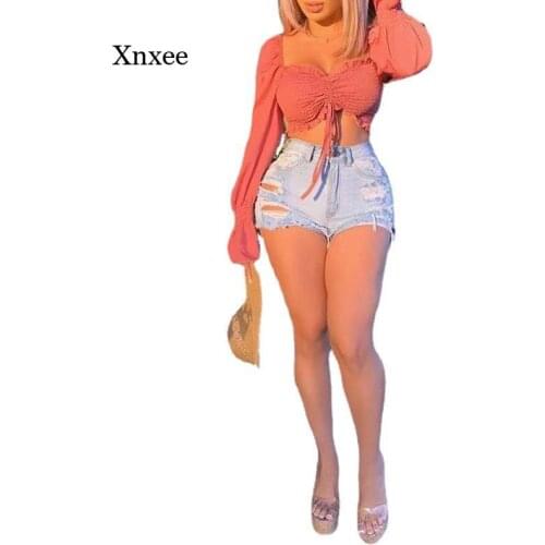 2021 Summer Ladies Fashion Chic Denim Shorts Push Up Retro High Waist Blue Sexy Tassel Casual Slim Short Jeans Streetwear