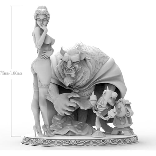 1/24 75mm /1/18 100mm Resin Model Kits Beauty Lovely Girl Beast Figure Unpainted No Color RW-182
