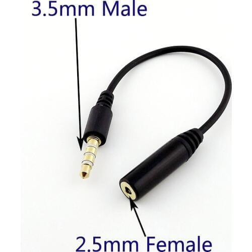 10pcs 2.5mm Female Stereo To 3.5mm 1/8" Male 4 Pole Headphone Audio AUX Adapter Cable 15cm