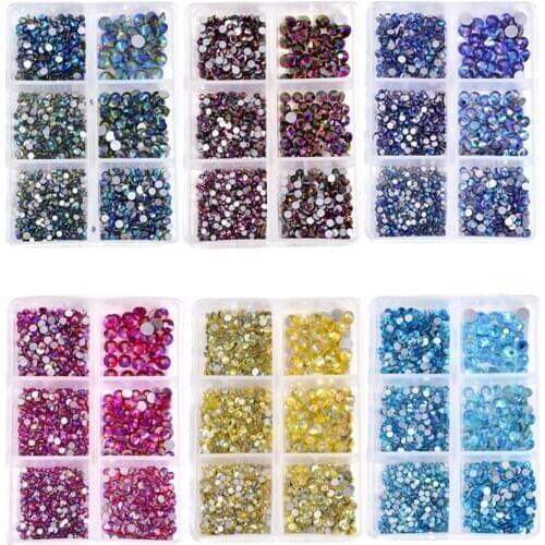 1200pcs Mix Sizes Non Hot Fix Rhinestones Set Flatback Crystal AB Nail Art Decorations стразы Strass for DIY Decoration A25