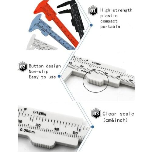 A2UD 2pcs 0-80mm Double Rule Scale Plastic Vernier Caliper Measuring Student Mini Tool Ruler