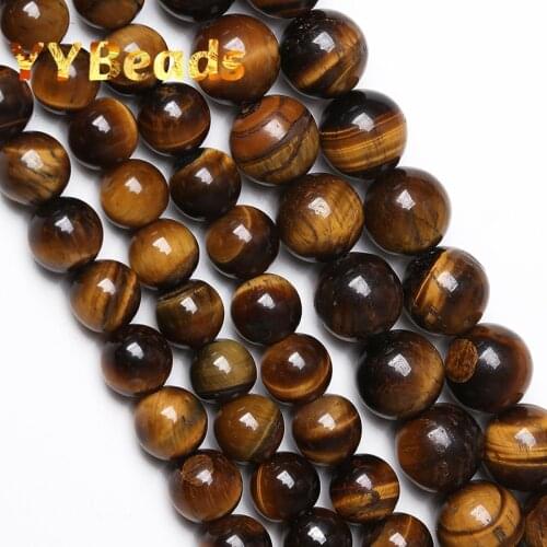 AAAA Natural Stone Yellow Tiger Eye Beads Round Loose Beads For Jewelry Making DIY Bracelets Accessories 15" 4 6 8 10 12 14 16mm
