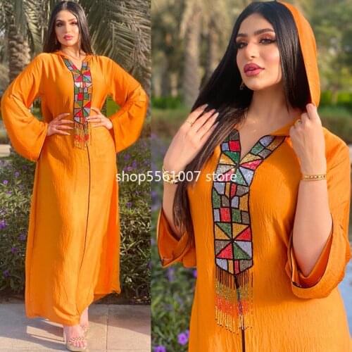 African Dresses for Women Summer African Women Long Sleeve Orange Color Long Dress Abaya for Women African Clothes Women