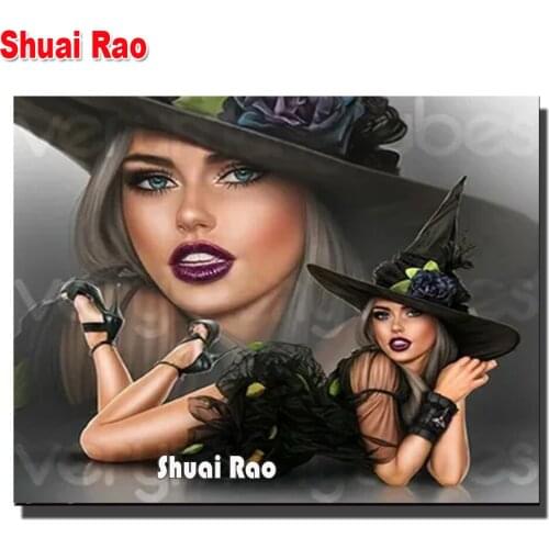 Diy 5d diamond mosaic"Sexy Dark Witch angel"diamond painting cross stitch embroidery full round drill Portrait Art