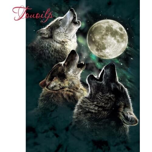 5D diy Diamond Painting full square&round Animal moon Wolf Diamond Embroidery Cross Stitch Diamond Mosaic decoration gift