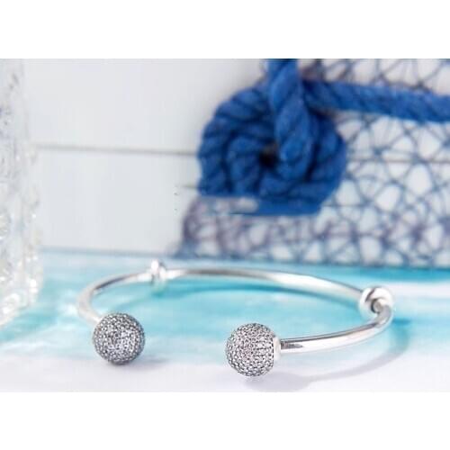 Authentic 925 Sterling Silver Pan Bracelet New Classic Open-end Versatile And Open-end Bracelet Fit Diy Charm Women Jewelry