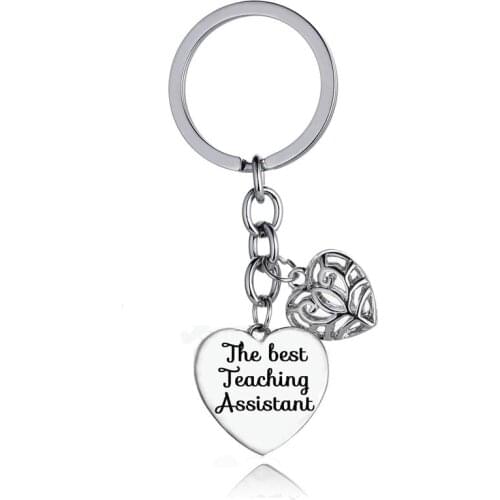 Best Teaching Assistant Heart Charms Teacher Keyring Keychains Thanks Teachers Key Chain Ring Teacher Key Holder Jewelry Gifts