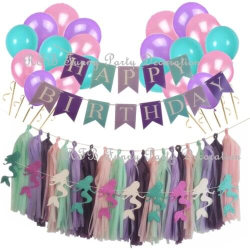 Paper Mermaid Banner Garland Kids Mermaid Birthday Party Supplies Mermaid Decoration Girl Birthday Wedding Party Favor