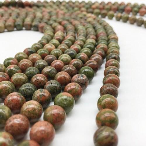 1 Strand Unakite Stone Beads 4 6 8 10 12mm Natural Stone Ball Spacer Pendant For DIY Jewelry Making Women Men Ornamental Finding
