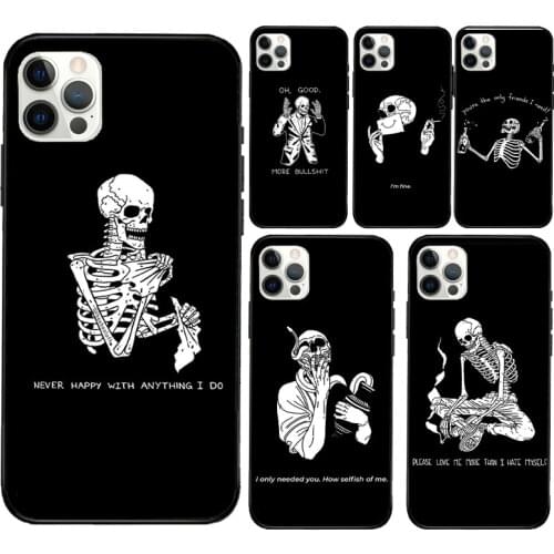 Aesthetic Skeleton Skull Silicone Case For Apple iPhone 11 Pro Max XS XR X 8 7 Plus SE 2020 12 Pro Max Back Cover