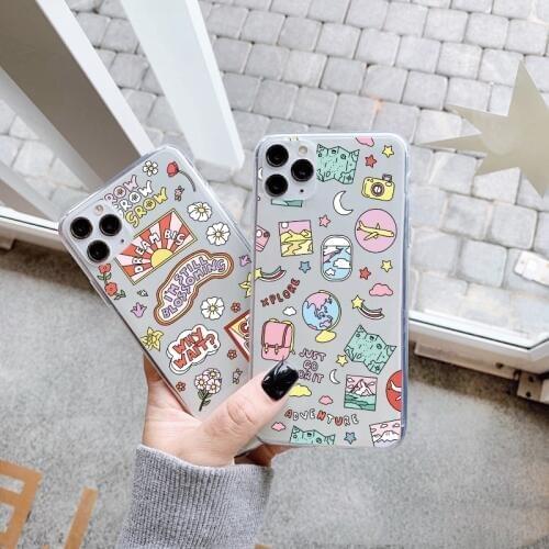 Cartoon Plane World Tour Map Phone Case For Huawei P40 P30 P20 Lite Mate 20 30 Pro P smart Nova 5t Honor 10 8X Cute Soft Cover