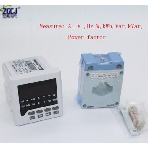 CJ-D61 AC 1- phase multifunction electricity panel meter RS485 output A V Hz kWh W Var kVar meter with transformer