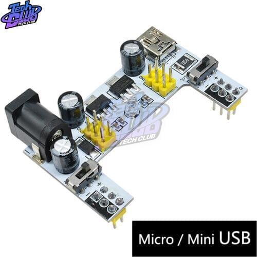 DC 7-12V MB102 Mini Micro USB Interface Breadboard Power Supply Module MB-102 Module For Arduino DIY Kit White 2 Channel Board