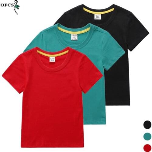 Cheap Sale Summer New Boys T Shirt Childrens Cotton Tops Tees Baby Kids Solid Short Basic Style Outwear 2-12 Old Unisex Clothes