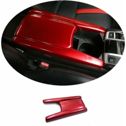 For 2016 2017-2021 Honda Civic 10th ABS Red Console Armrest Box Panel Cover Trim Car modification Auto parts